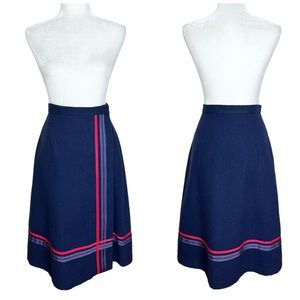 Vintage 1960s preppy Wrap Midi Skirt With Ribbon Trim